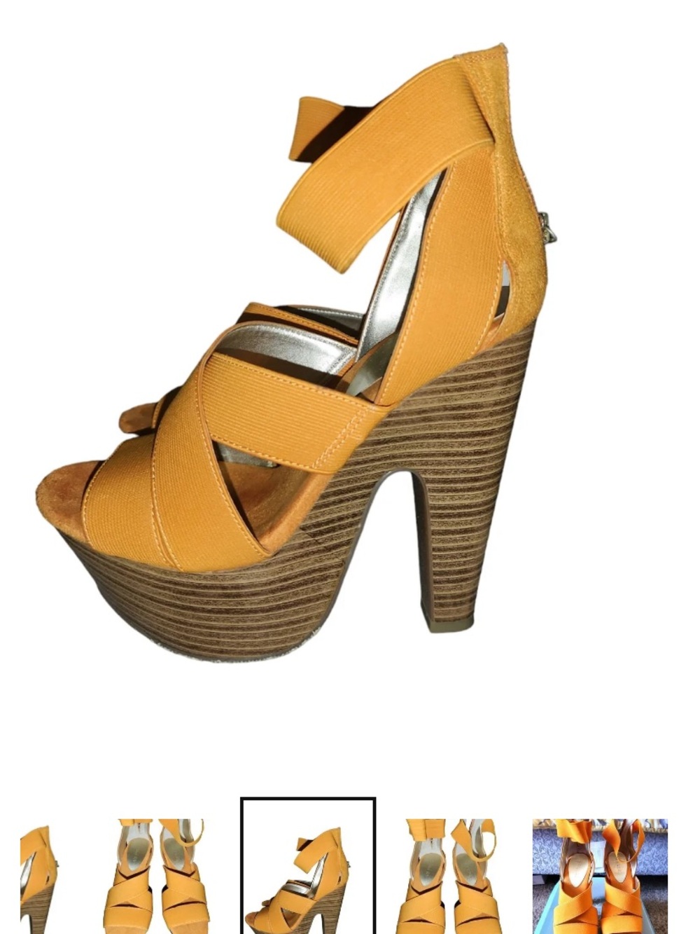 Bakers Yellow Crisscross Platform Sandals